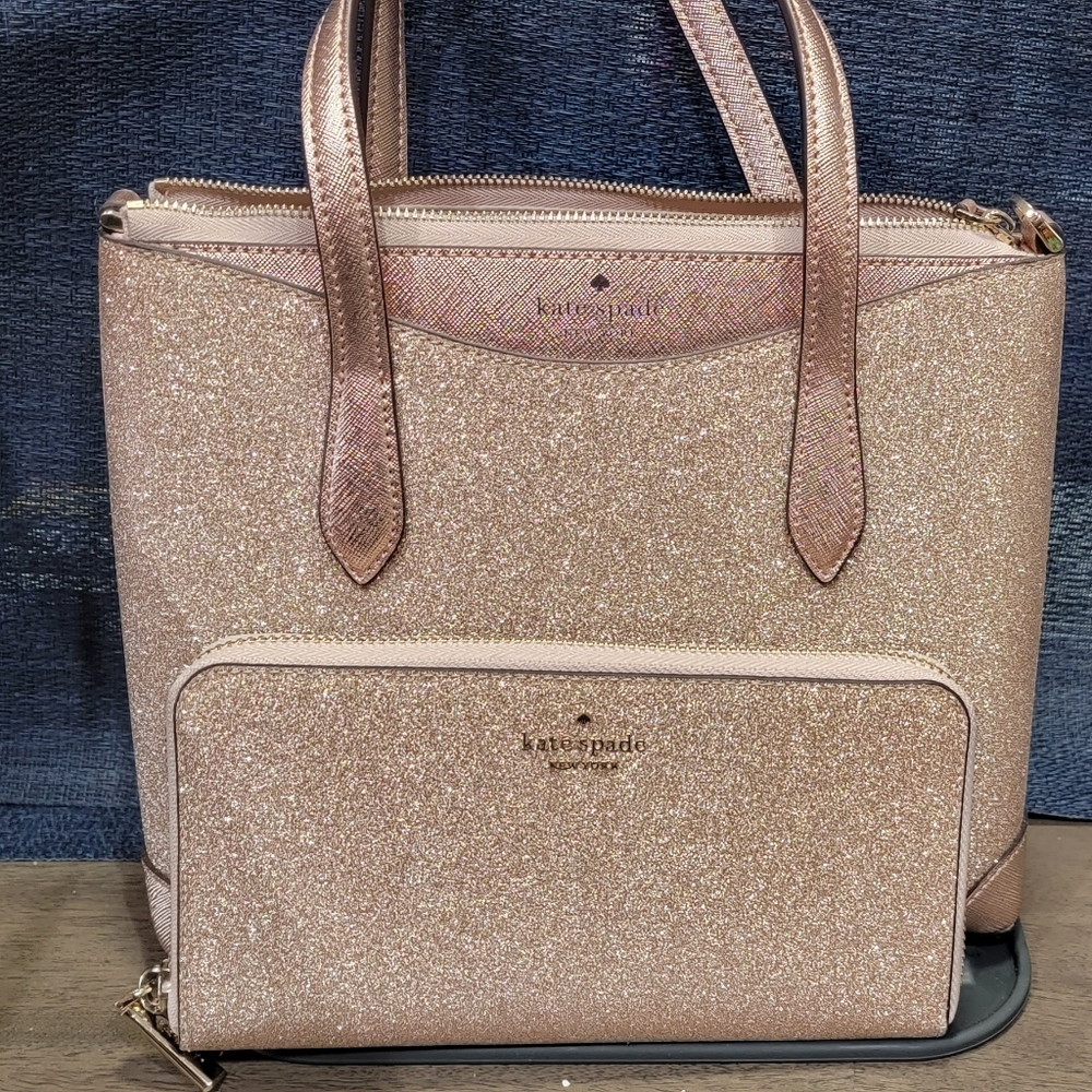 Kate spade tinsel satchel with wallet